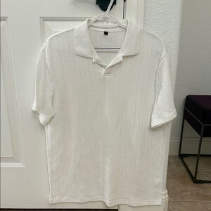 Classic Knit White Polo Shirt